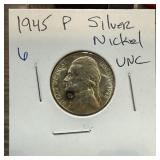 1945-P JEFFERSON SILVER WAR NICKEL HIGH GRADE