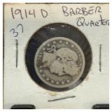 1914-D BARBER SILVER QUARTER