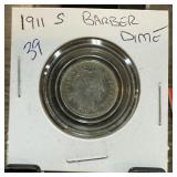 1911-S BARBER SILVER DIME
