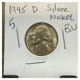 1945-D SILVER JEFFERSON WAR NICKEL HIGH GRADE