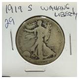 1919-S WALKING LIBERTY SILVER HALF DOLLAR