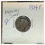 1934 MERCURY SILVER DIME
