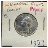 1957 WASHINGTON SILVER PROOF QUARTER