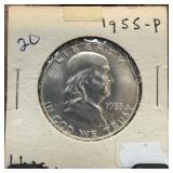 1955 FRANKLIN SILVER HALF DOLLAR