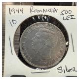 1944 ROMANIA 500 LEI SILVER