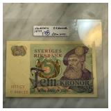 1977 SWEDEN 5 KRONER CURRENCY NOTE 1977 SWEDEN 5 KRONER CURRENCY NOTE