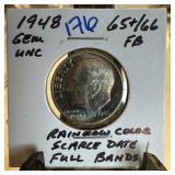 1948 ROOSEVELT SILVER DIME RAINBOW COLOR 1948 ROOSEVELT SILVER DIME RAINBOW COLOR
