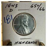 1943-D STEEL WHEAT PENNY CENT HIGH GRADE 1943-D STEEL WHEAT PENNY CENT HIGH GRADE