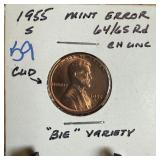 1955-S WHEAT PENNY CENT BIE VARIETY 1955-S WHEAT PENNY CENT BIE VARIETY