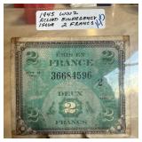 1945 WWII ALLIED EMERGENCY ISSUE 2 FRANCS NOTE 1945 WWII ALLIED EMERGENCY ISSUE 2 FRANCS NOTE