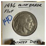 1936 BUFFALO NICKEL ROTATED DIES 1936 BUFFALO NICKEL ROTATED DIES