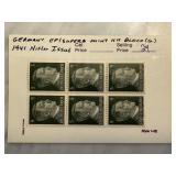 GERMANY MINT NH BLOCK 1941 HITLER ISSUE STAMPS GERMANY MINT NH BLOCK 1941 HITLER ISSUE STAMPS