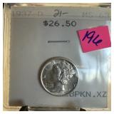 1937-D MERCURY SILVER DIME HIGH GRADE 1937-D MERCURY SILVER DIME HIGH GRADE