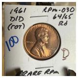 1961-D/D MEMORIAL PENNY CENT RPM-030 1961-D/D MEMORIAL PENNY CENT RPM-030