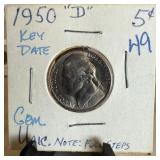 1950-D BETTER DATE JEFFERSON NICKEL 1950-D BETTER DATE JEFFERSON NICKEL