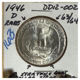 1946-D WASHINGTON SILVER QUARTER DDR-002 EXTRA THK 1946-D WASHINGTON SILVER QUARTER DDR-002 EXTRA THK