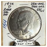1972-D IKE DOLLAR RARE DOUBLE DIE DDO-002 1972-D IKE DOLLAR RARE DOUBLE DIE DDO-002