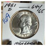 1951-D WASHINGTON SILVER QUARTER HIGH GRADE 1951-D WASHINGTON SILVER QUARTER HIGH GRADE
