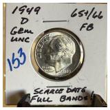 1949-D ROOSEVELT SILVER DIME SCARCE DATE 1949-D ROOSEVELT SILVER DIME SCARCE DATE
