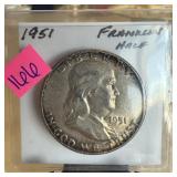 1951 FRANKLIN SILVER HALF DOLLAR 1951 FRANKLIN SILVER HALF DOLLAR