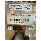 JOHN QUINCY ADAMAS 24K GOLD PLATED MEDAL JOHN QUINCY ADAMAS 24K GOLD PLATED MEDAL