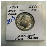 1963 ROOSEVELT SILVER DIME FULL BANDS 1963 ROOSEVELT SILVER DIME FULL BANDS