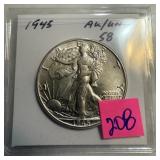 1945 WALKING LIBERTY SILVER HALF DOLLAR BETTER 1945 WALKING LIBERTY SILVER HALF DOLLAR BETTER