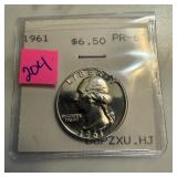 1961 WASHINGTON PROOF SILVER QUARTER 1961 WASHINGTON PROOF SILVER QUARTER