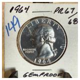 1964 WASHINGTON SILVER QUARTER GEM PROOF 1964 WASHINGTON SILVER QUARTER GEM PROOF