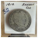 1912 BARBER SILVER HALF DOLLAR 1912 BARBER SILVER HALF DOLLAR
