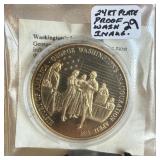 24K GOLD PLATE PROOF WASHINGTON INAUGURAL MEDAL 24K GOLD PLATE PROOF WASHINGTON INAUGURAL MEDAL