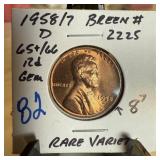 1958/7-D WHEAT PENNY CENT BREEN 2225 1958/7-D WHEAT PENNY CENT BREEN 2225