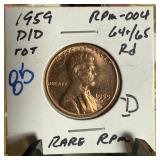 1959-D/D MEMORIAL PENNY CENT RPM-004 1959-D/D MEMORIAL PENNY CENT RPM-004