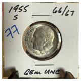 1955-S ROOSEVELT SILVER DIME UNC 1955-S ROOSEVELT SILVER DIME UNC