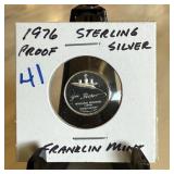 STERLING SILVER FRANKLIN MINT WILLIAM HOOPER COIN STERLING SILVER FRANKLIN MINT WILLIAM HOOPER COIN