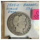 1909-O BARBER SILVER HALF DOLLAR SCARCE DATE 1909-O BARBER SILVER HALF DOLLAR SCARCE DATE
