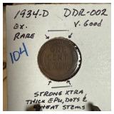 1934-D WHEAT PENNY CENT DDR-002 EXTRA THICK 1934-D WHEAT PENNY CENT DDR-002 EXTRA THICK