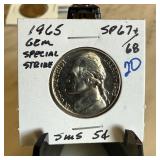 1965 JEFFERSON NICKEL SPECIAL STRIKE SMS SET 1965 JEFFERSON NICKEL SPECIAL STRIKE SMS SET