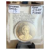 24K GOLD PLATED JFK PROOF COIN 24K GOLD PLATED JFK PROOF COIN