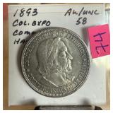 1893 COLUMBIA EXPO SILVER HALF DOLLAR BETTER 1893 COLUMBIA EXPO SILVER HALF DOLLAR BETTER