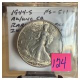 1944-S WALKING LIBERTY SILVER HALF DOLLAR HIGH GD 1944-S WALKING LIBERTY SILVER HALF DOLLAR HIGH GD
