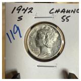 1942-S MERCURY SILVER DIME BETTER 1942-S MERCURY SILVER DIME BETTER