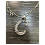 STERLING SILVER NECKLACE W C PENDANT STERLING SILVER NECKLACE W C PENDANT