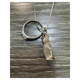 STERLING SILVER RING & OWL NECKLACE STERLING SILVER RING & OWL NECKLACE