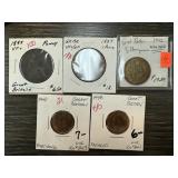 LOT OF 5 MIXED GREAT BRITAIN COINS LOT OF 5 MIXED GREAT BRITAIN COINS