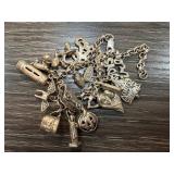 STERLING SILVER CHARM BRACELET W MANY CHARMS STERLING SILVER CHARM BRACELET W MANY CHARMS