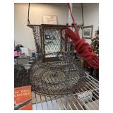 VINTAGE COLLAPSIBLE NET METAL FISHING BASKET VINTAGE COLLAPSIBLE NET METAL FISHING BASKET