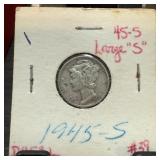 1954-S LARGE S MERCURY SILVER DIME 1954-S LARGE S MERCURY SILVER DIME