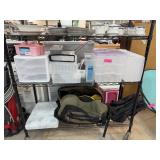CONTENTS 2 SHELVES LOT OF STORAGE / BAGS ETC CONTENTS 2 SHELVES LOT OF STORAGE / BAGS ETC