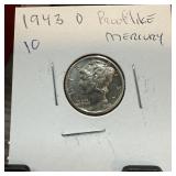 1943-D PROOF LIKE MERCURY SILVER DIME 1943-D PROOF LIKE MERCURY SILVER DIME